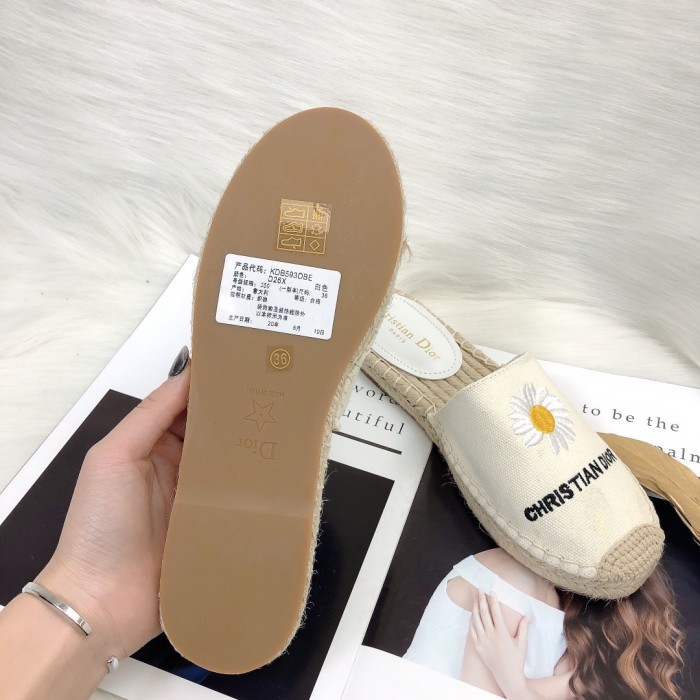 Dior Womens Shoes Slippers Dior Granville Espadrille Dior Oblique Embroidered Cotton with Original Box