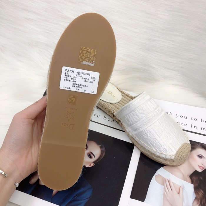 Dior Womens Shoes Slippers Dior Granville Espadrille Dior Oblique Embroidered Cotton with Original Box
