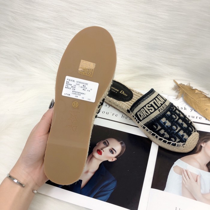 Dior Womens Shoes Slippers Dior Granville Espadrille Dior Oblique Embroidered Cotton with Original Box