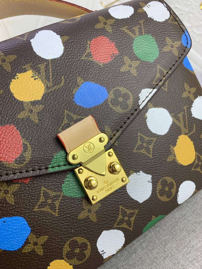 Louis Vuitton Womens Bags Crossbody Bag Luxury Brand LV X YK POCHETTE MÉTIS​ Monogram coated canvas with 3D Painted Dots print with Original Box M46384