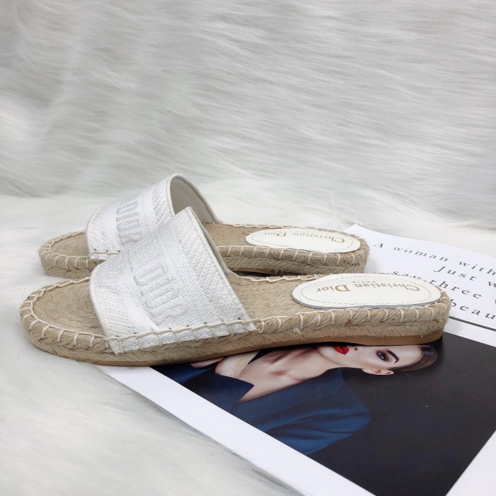 Dior Womens Shoes Slippers Dior Granville Espadrille Dior Oblique Embroidered Cotton with Original Box