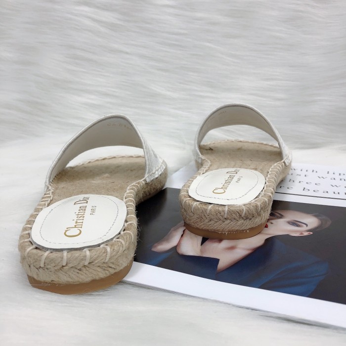 Dior Womens Shoes Slippers Dior Granville Espadrille Dior Oblique Embroidered Cotton with Original Box