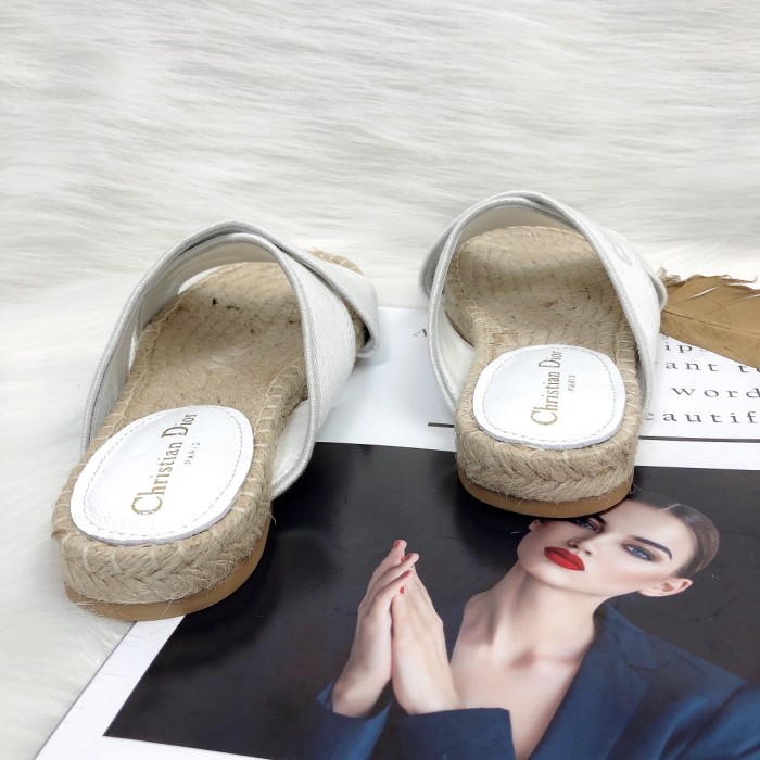 Dior Womens Shoes Slippers Dior Granville Espadrille Dior Oblique Embroidered Cotton with Original Box
