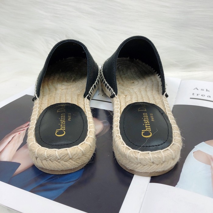Dior Womens Shoes Slippers Dior Granville Espadrille Dior Oblique Embroidered Cotton with Original Box