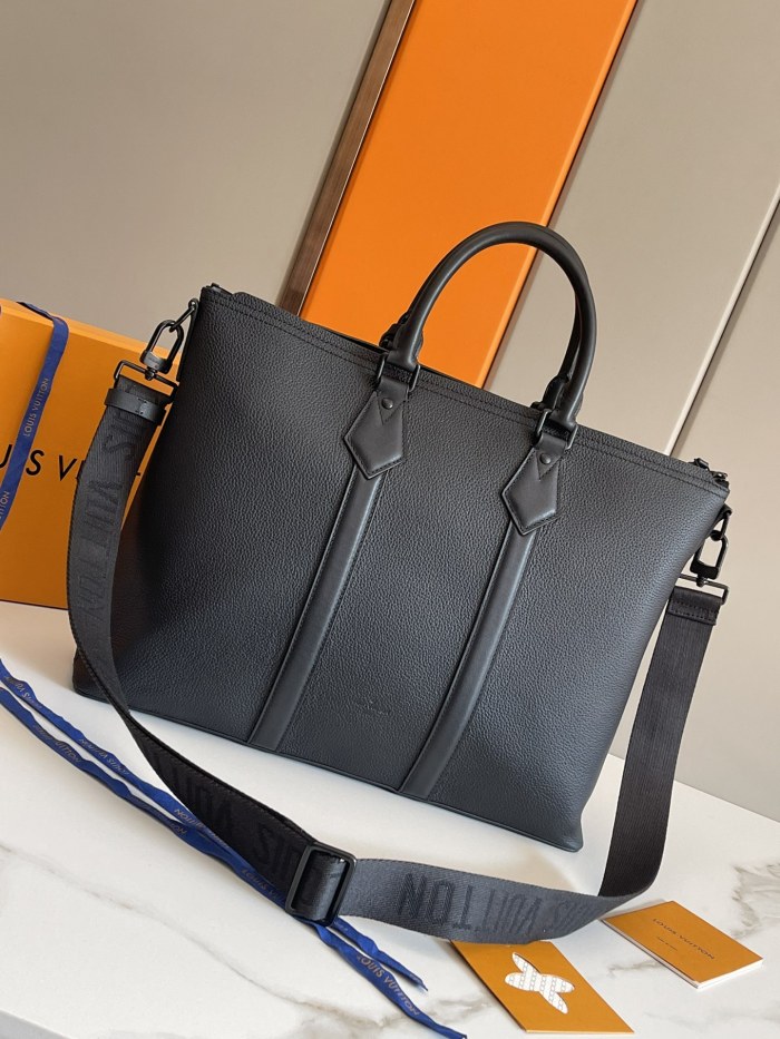 Louis Vuitton Mens Shoulder Bags Handbags Luxury Brand Fashion LOCK IT TOTE M59158 Black Grained calf leather