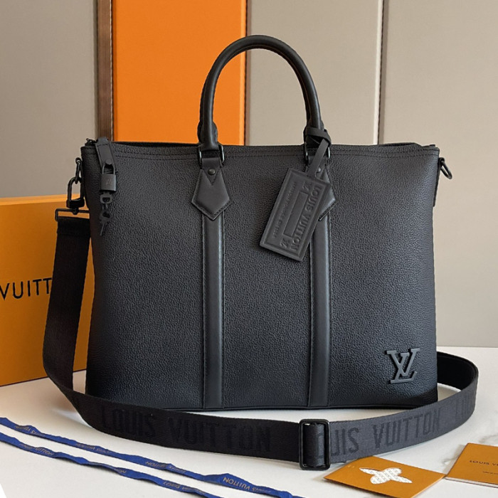 Louis Vuitton Mens Shoulder Bags Handbags Luxury Brand Fashion LOCK IT TOTE M59158 Black Grained calf leather