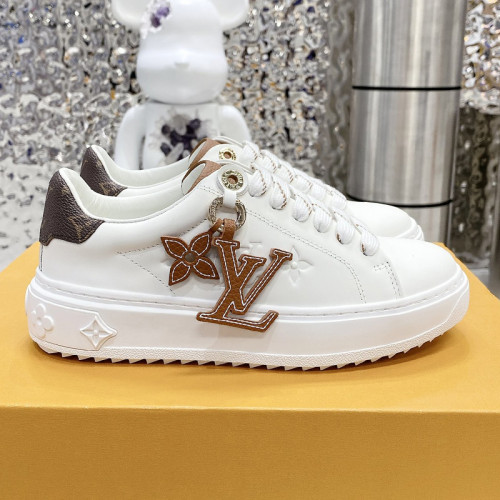 Louis Vuitton Mens Shoes Sneakers Lace-Up Luxury Brand Fashion TIME OUT SNEAKER with Original Box