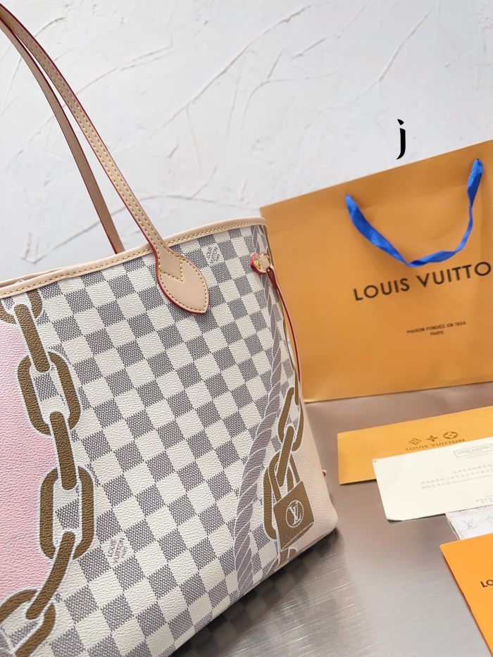 Louis Vuitton Womens Bags Handbags Luxury Brand Fashion Type NEVERFULL MM M21352 Silver Coated canvas