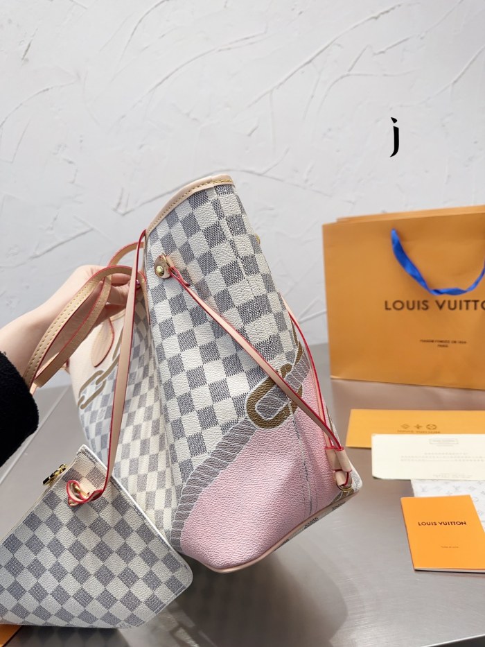 Louis Vuitton Womens Bags Handbags Luxury Brand Fashion Type NEVERFULL MM M21352 Silver Coated canvas