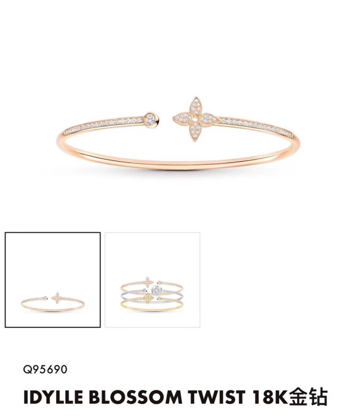 Louis Vuitton Womens Bracelet Luxury Brand Idylle Blossom Twist Bracelet, Pink Gold And Diamonds with Original Box Q95690