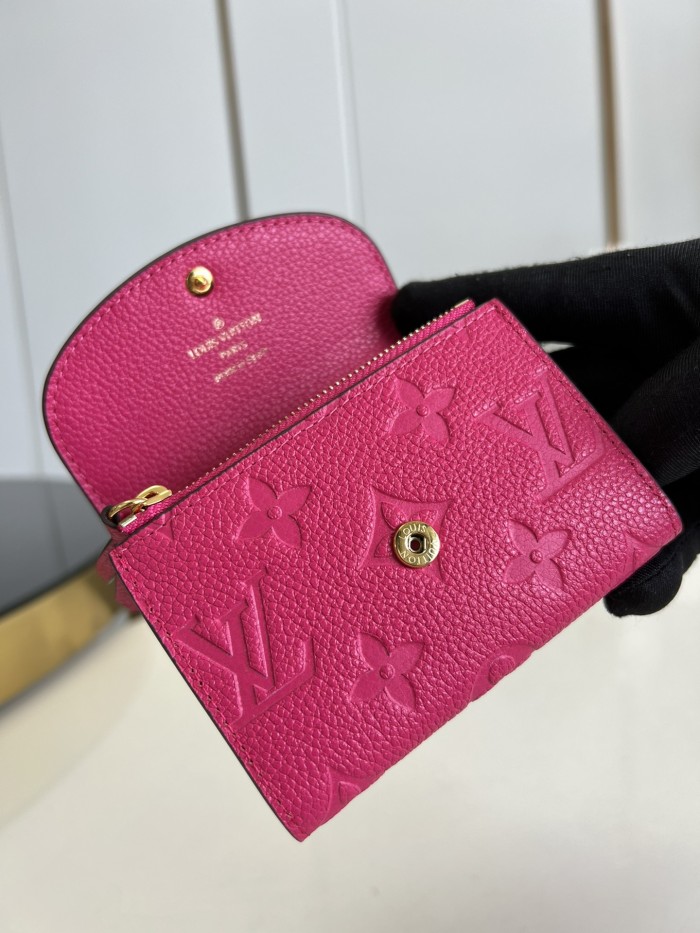 Authentic Louis Vuitton Pink Monogram Empreinte Leather Rosalie Coin Purse