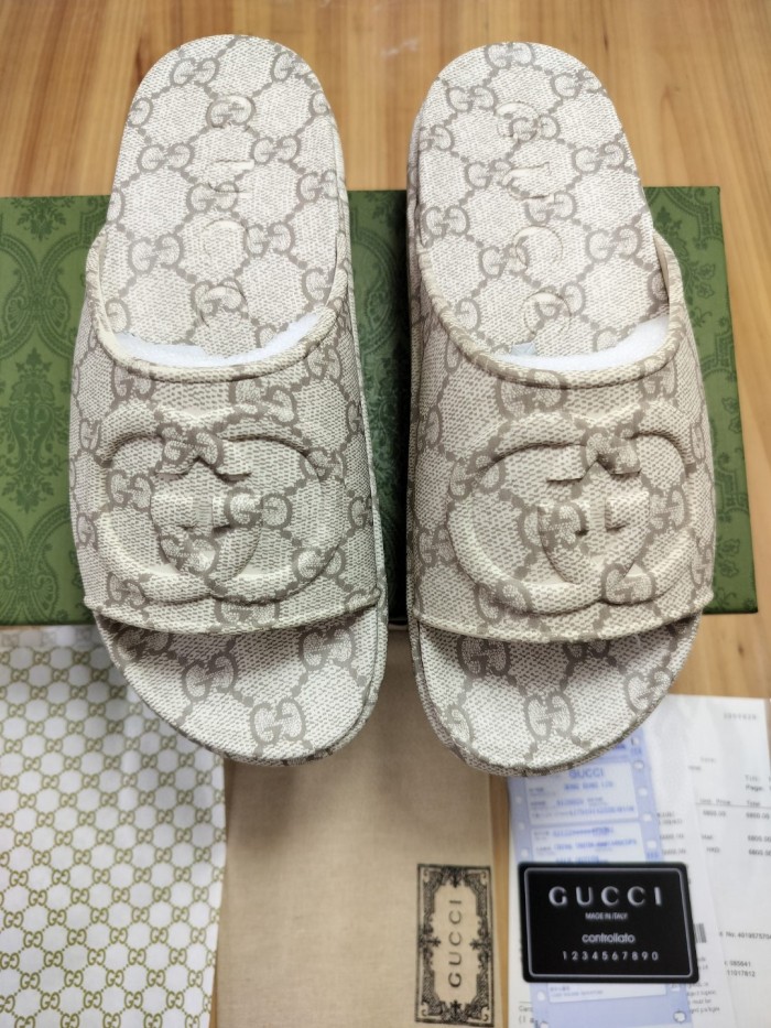 Gucci Womens Shoes Platform Slide Slippers Sandal Summer Design Luxury Brand Women's GG platform slide sandal with Original Box