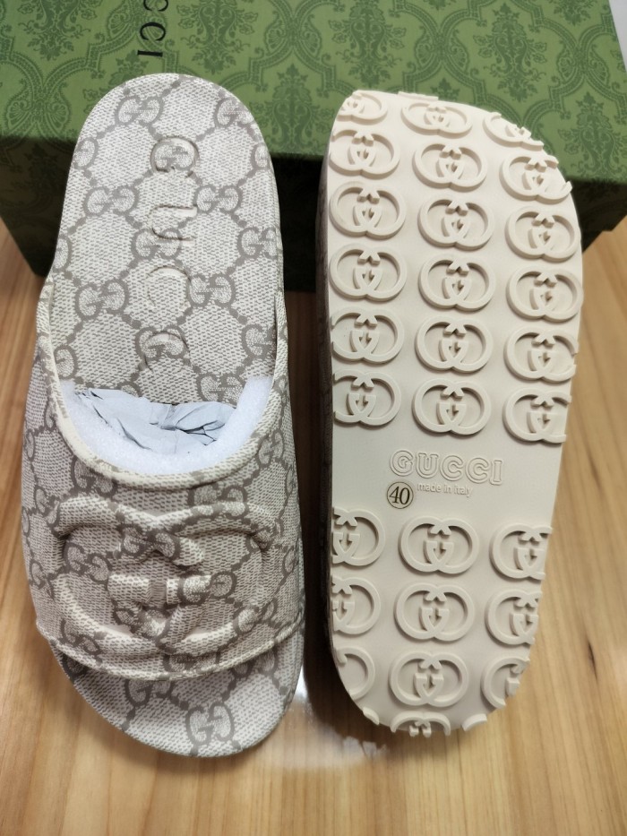 Gucci Womens Shoes Platform Slide Slippers Sandal Summer Design Luxury Brand Women's GG platform slide sandal with Original Box