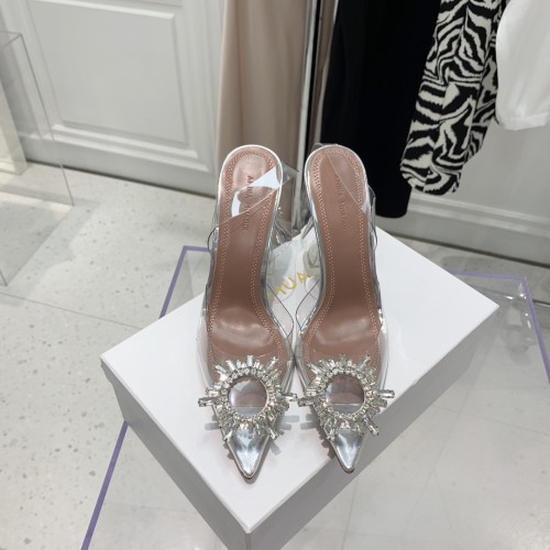 Amina Muaddi Womens Shoes Sandals Slippers Luxury Brand Fashion Pumps for Women with Original Box 9cm Heel
