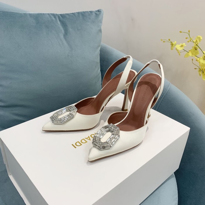 Amina Muaddi Womens Shoes Sandals Slippers Luxury Brand Fashion Pumps for Women with Original Box 9cm Heel