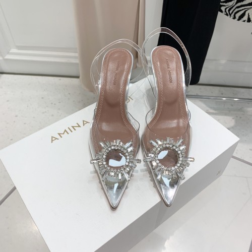 Amina Muaddi Womens Shoes Sandals Slippers Luxury Brand Fashion Pumps for Women with Original Box 9cm Heel