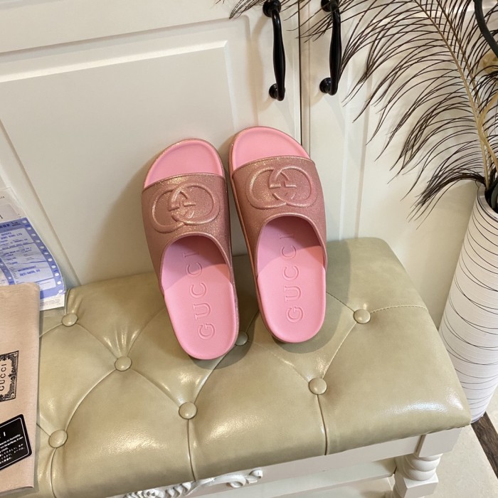 Gucci Womens Shoes Platform Slide Slippers Sandal Summer Design Luxury Brand Women's GG platform slide sandal with Original Box