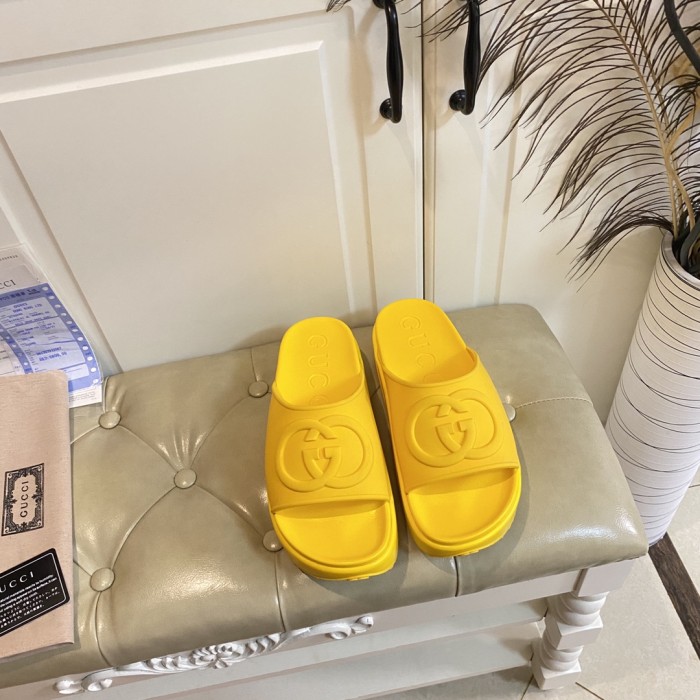 Gucci Womens Shoes Platform Slide Slippers Sandal Summer Design Luxury Brand Women's GG platform slide sandal with Original Box