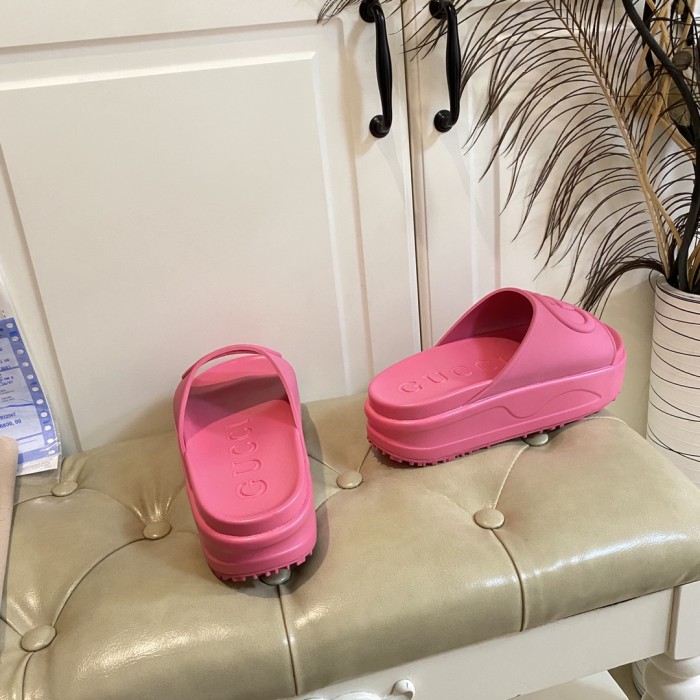 Gucci Womens Shoes Platform Slide Slippers Sandal Summer Design Luxury Brand Women's GG platform slide sandal with Original Box
