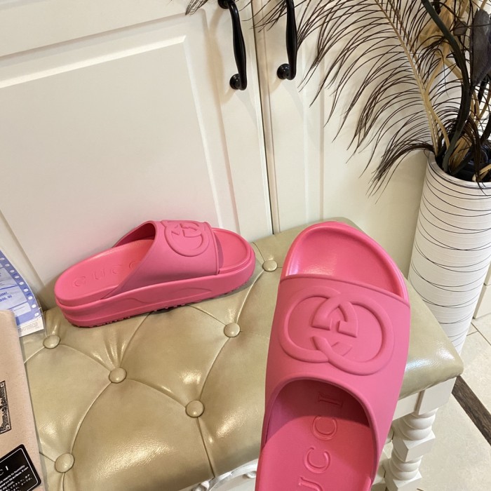 Gucci Womens Shoes Platform Slide Slippers Sandal Summer Design Luxury Brand Women's GG platform slide sandal with Original Box