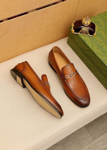 Gucci Mens Shoes Leather Design Luxury Brand Business Dress Shoes for Men with Original Box