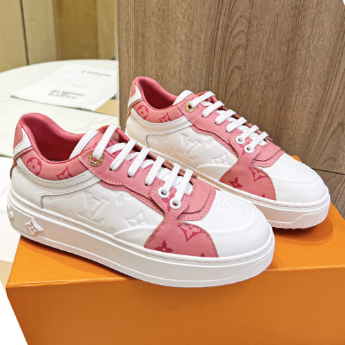 Louis Vuitton Mens Shoes Sneakers Lace-Up Luxury Brand Fashion TIME OUT SNEAKER with Original Box 1AB33J
