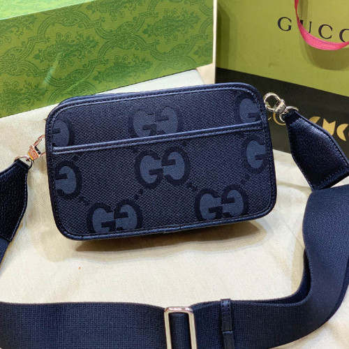 Gucci Womens Bags Crossbody Shoulder Messenger Bags Luxury Brand Jumbo GG mini bag in black canvas 696075 FABRP 1000 with Original Box
