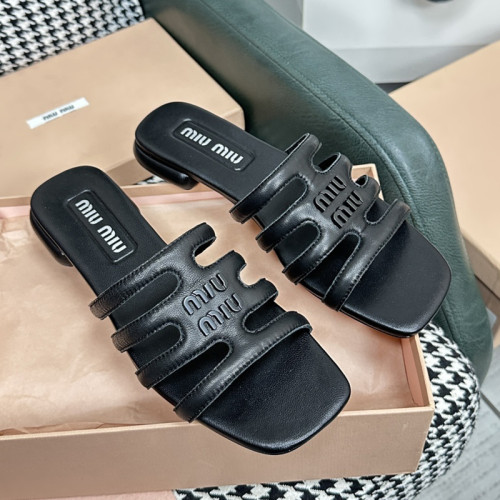 MiuMiu Womens Shoes Slippers Slides Summer Design Luxury Brand Genuine Leather Shoes with Original Box Whatsapp 【+1-3239614486】
