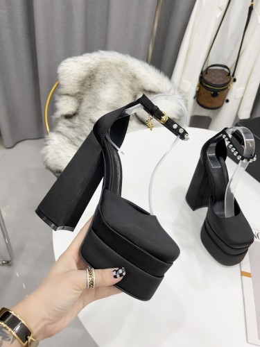 Versace Brand Womens Sandals Shoes Pumps Leather Big Size LA MEDUSA LEATHER PUMPS with 5cm High Platform and 15cm Heel Design Whatsapp 【+1-3239614486】