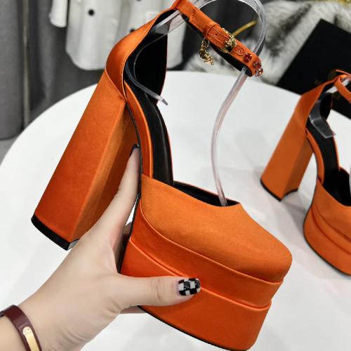 Versace Brand Womens Sandals Shoes Pumps Leather Big Size LA MEDUSA LEATHER PUMPS with 5cm High Platform and 15cm Heel Design Whatsapp 【+1-3239614486】