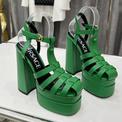 Versace Brand Womens Sandals Shoes Pumps Leather Big Size LA MEDUSA LEATHER PUMPS with 5cm High Platform and 15cm Heel Design Whatsapp 【+1-3239614486】