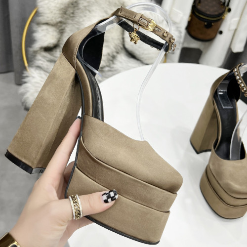 Versace Brand Womens Sandals Shoes Pumps Leather Big Size LA MEDUSA LEATHER PUMPS with 5cm High Platform and 15cm Heel Design Whatsapp 【+1-3239614486】