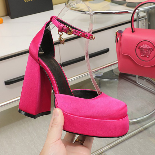 Versace Brand Womens Sandals Shoes Pumps Leather Big Size LA MEDUSA LEATHER PUMPS with 3cm High Platform and 12cm Heel Design Whatsapp 【+1-3239614486】