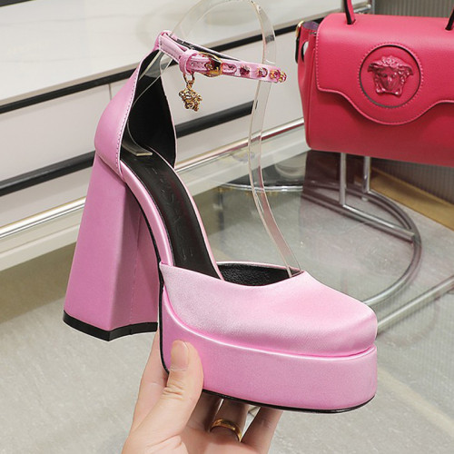 Versace Brand Womens Sandals Shoes Pumps Leather Big Size LA MEDUSA LEATHER PUMPS with 3cm High Platform and 12cm Heel Design Whatsapp 【+1-3239614486】