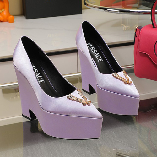 Versace Brand Womens Sandals Shoes Pumps Leather Big Size LA MEDUSA LEATHER PUMPS with 6cm High Platform and 14cm Heel Design Whatsapp 【+1-3239614486】