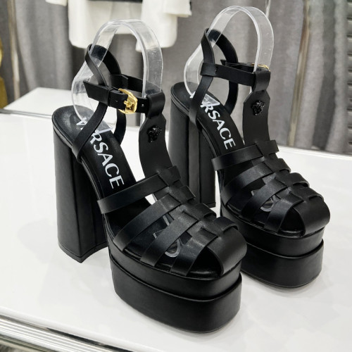 Versace Brand Womens Sandals Shoes Pumps Leather Big Size LA MEDUSA LEATHER PUMPS with 5cm High Platform and 15cm Heel Design Whatsapp 【+1-3239614486】