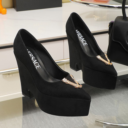 Versace Brand Womens Sandals Shoes Pumps Leather Big Size LA MEDUSA LEATHER PUMPS with 6cm High Platform and 14cm Heel Design Whatsapp 【+1-3239614486】