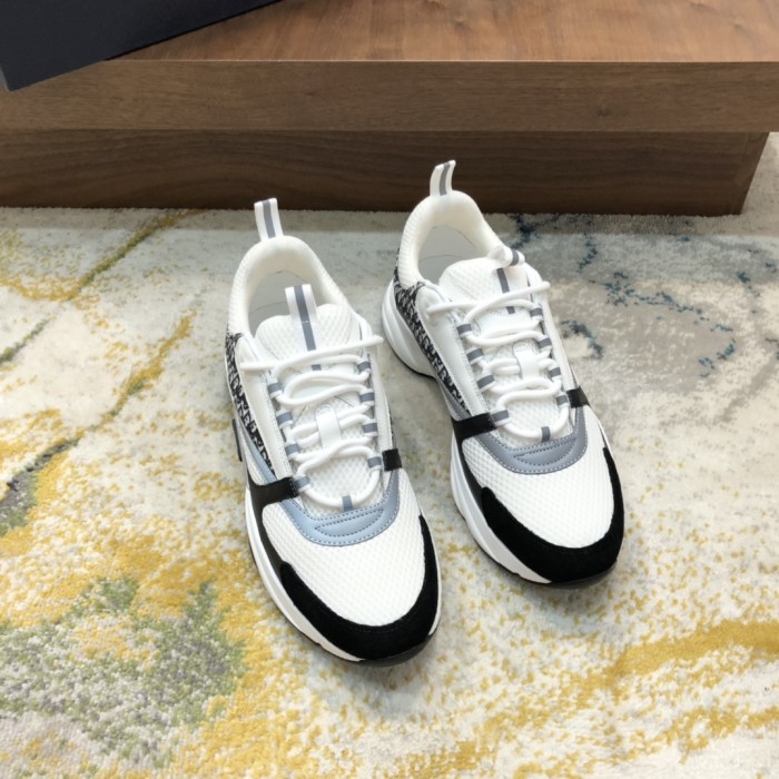 Dior Mens Shoes Sneakers Luxury Brand Breathable Design B22 SNEAKER Technical Mesh with Gold-Tone Laminated Calfskin with Original Box Whatsapp 【+1-3239614486】