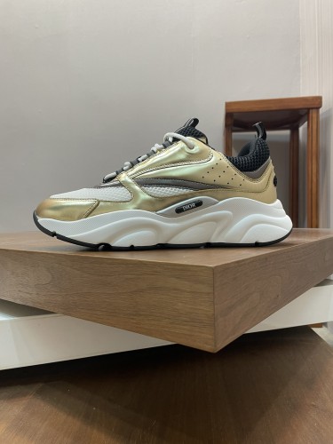 Dior Mens Shoes Sneakers Luxury Brand Breathable Design B22 SNEAKER White and Black Technical Mesh with Gold-Tone Laminated Calfskin with Original Box Whatsapp 【+1-3239614486】