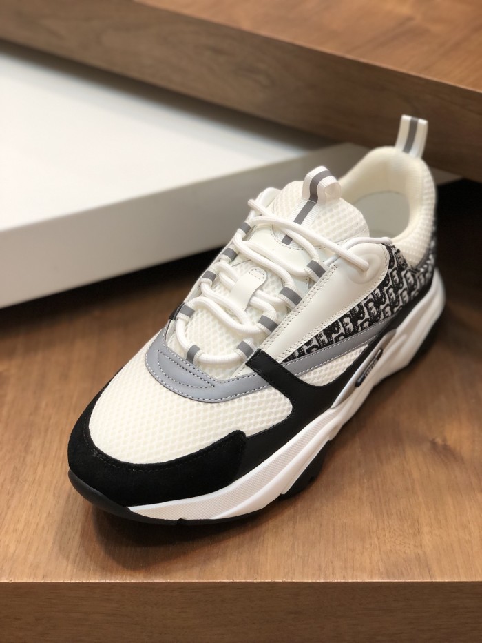 Dior Mens Shoes Sneakers Luxury Brand Breathable Design B22 SNEAKER Technical Mesh with Gold-Tone Laminated Calfskin with Original Box Whatsapp 【+1-3239614486】