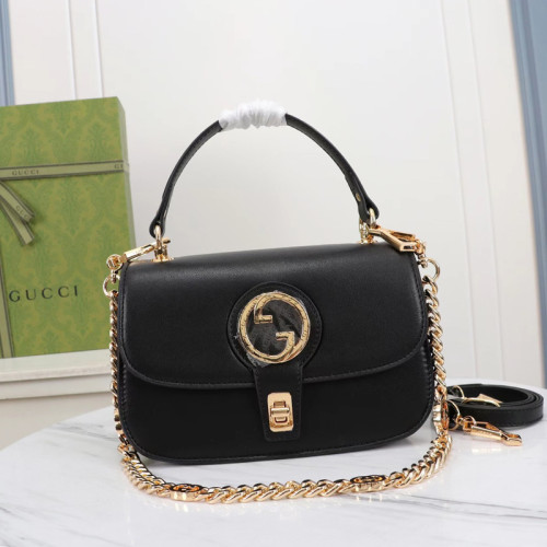 Gucci Womens Bags Shoulder Messenger Bag Luxury Brand Gucci Blondie top-handle bag in black leather with Original Box Whatsapp 【+1-3239614486】