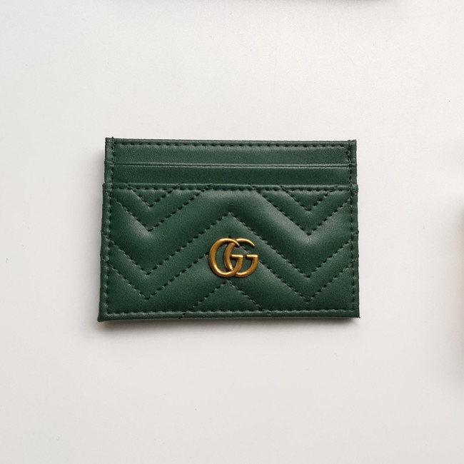 Gucci Womens Bag Wallets Card Holder Luxury Brand Black Leather GG Marmont Card Case with Original Box