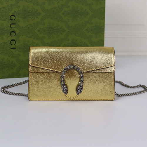 Gucci Womens Bags Crossbody Shoulder Messenger Bags Luxury Brand Dionysus super mini bag in gold lamé leather with Original Box Whatsapp【+1-3239614486】