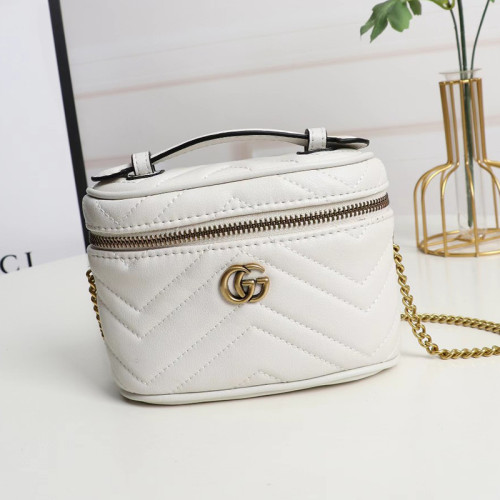 Gucci Womens Bags Shoulder Bag Luxury Brand GG Marmont mini top handle bag in white leather with Original Box Whatsapp【+1-3239614486】