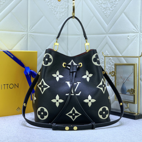 Louis Vuitton Womens Bag Crossbody Design NÉONOÉ MM Black/Beige Bicolor Monogram Empreinte Leather Luxury Brand with Original Box Whatsapp【+1-3239614486】
