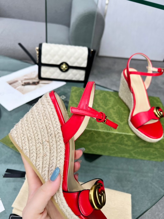 Gucci Womens Shoes Slippers Sandals Summer Design Luxury Brand 8cm Mid-Heel Sandal with Original Box Whatsapp【+1-3239614486】