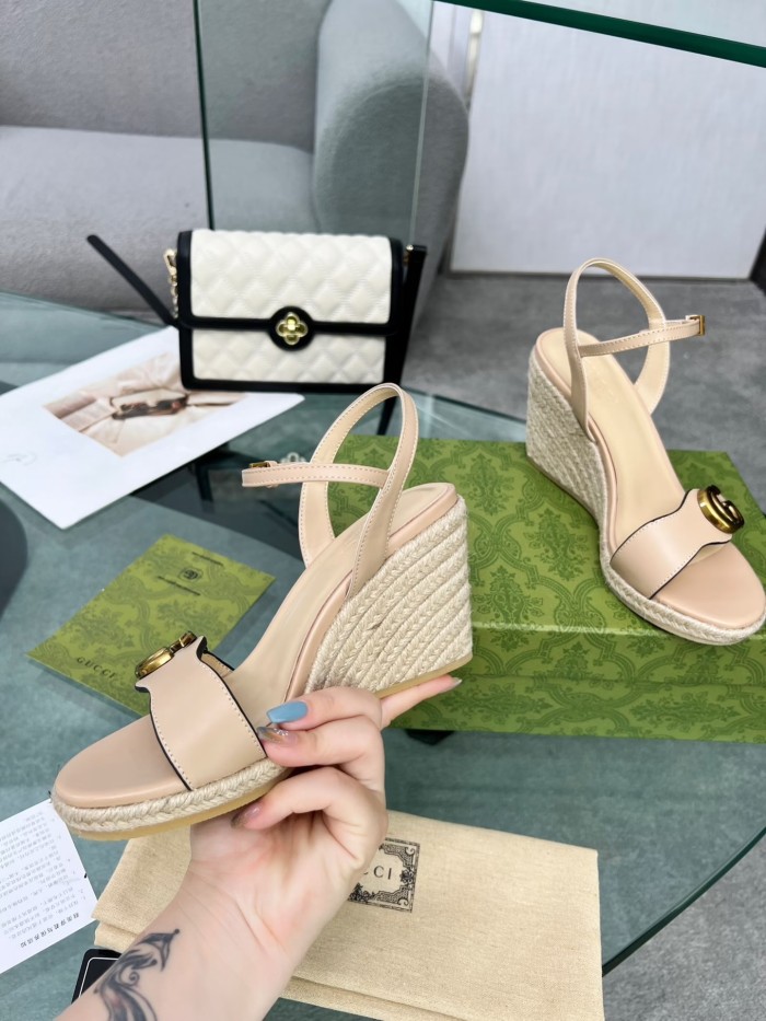 Gucci Womens Shoes Slippers Sandals Summer Design Luxury Brand 8cm Mid-Heel Sandal with Original Box Whatsapp【+1-3239614486】