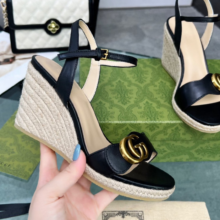 Gucci Womens Shoes Slippers Sandals Summer Design Luxury Brand 8cm Mid-Heel Sandal with Original Box Whatsapp【+1-3239614486】
