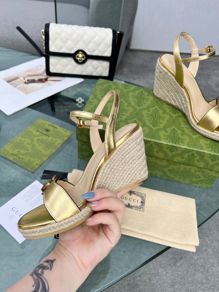 Gucci Womens Shoes Slippers Sandals Summer Design Luxury Brand 8cm Mid-Heel Sandal with Original Box Whatsapp【+1-3239614486】