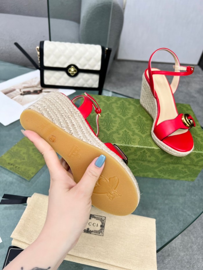 Gucci Womens Shoes Slippers Sandals Summer Design Luxury Brand 8cm Mid-Heel Sandal with Original Box Whatsapp【+1-3239614486】